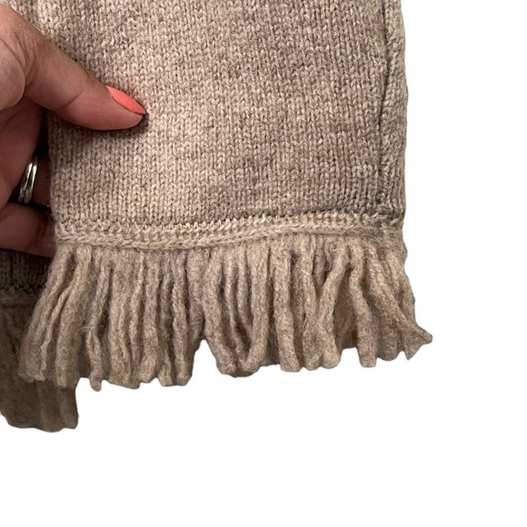 Rafaella 100% Lambswool Turtleneck Sweater Size M Fringes Neutral Western Boho - Picture 6 of 7